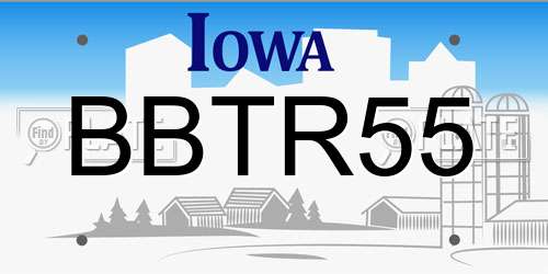 BBTR55 Iowa License Plate
