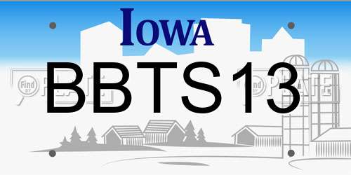BBTS13 Iowa License Plate