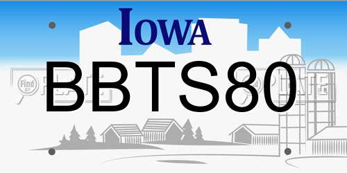 BBTS80 Iowa License Plate