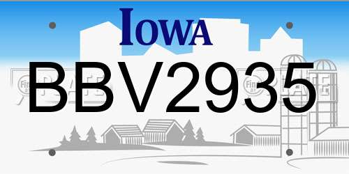 BBV2935 Iowa License Plate