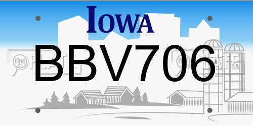 BBV706 Iowa License Plate