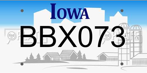 BBX073 Iowa License Plate