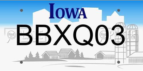 BBXQ03 Iowa License Plate