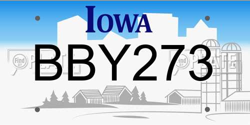 BBY273 Iowa License Plate