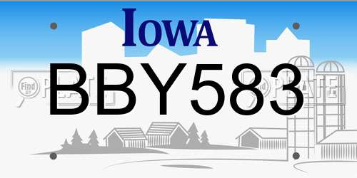 BBY583 Iowa License Plate