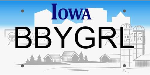 BBYGRL Iowa License Plate