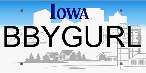 BBYGURL Iowa License Plate
