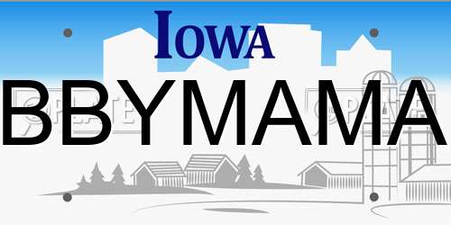 BBYMAMA Iowa License Plate
