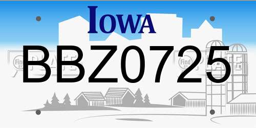 BBZ0725 Iowa License Plate