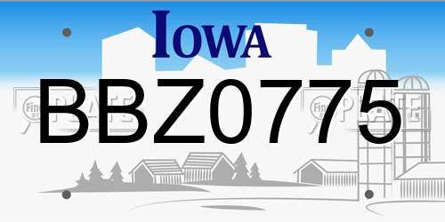 BBZ0775 Iowa License Plate