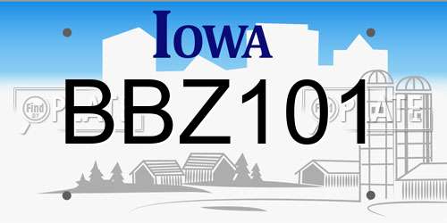 BBZ101 Iowa License Plate