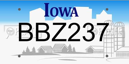 BBZ237 Iowa License Plate
