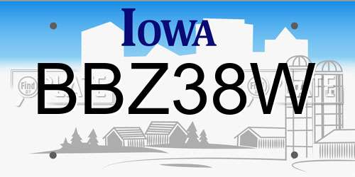 BBZ38W Iowa License Plate