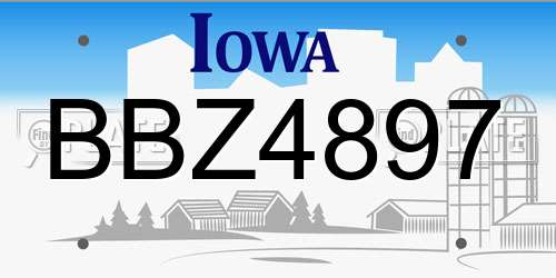 BBZ4897 Iowa License Plate