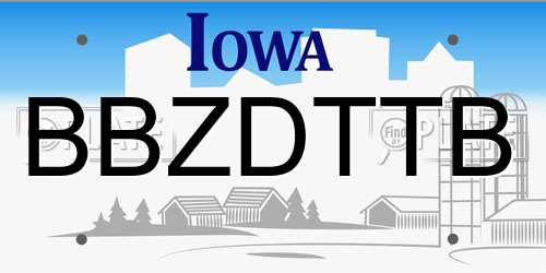 BBZDTTB Iowa License Plate