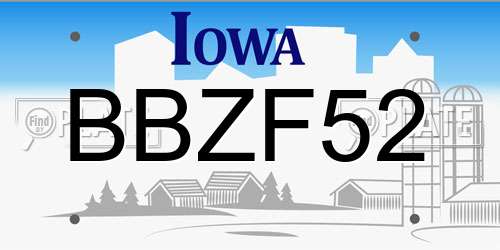 BBZF52 Iowa License Plate