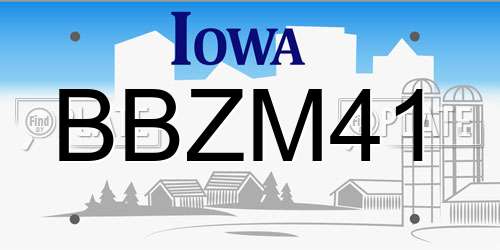 BBZM41 Iowa License Plate