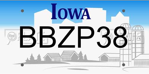 BBZP38 Iowa License Plate