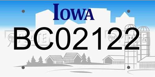 BC02122 Iowa License Plate