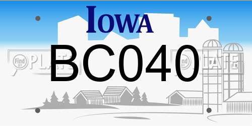 BC040 Iowa License Plate