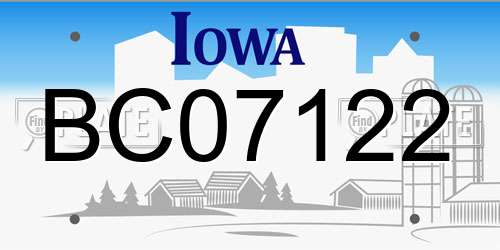 BC07122 Iowa License Plate