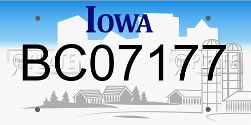 BC07177 Iowa License Plate