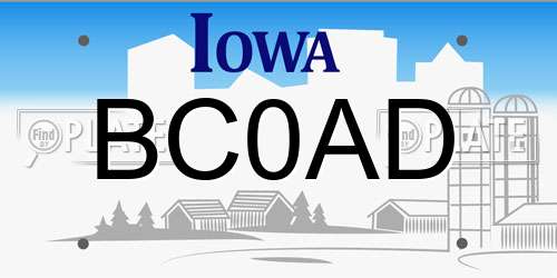 BC0AD Iowa License Plate