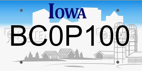 BC0P100 Iowa License Plate