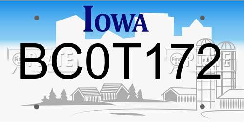 BC0T172 Iowa License Plate