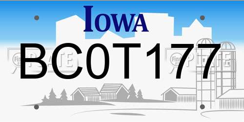 BC0T177 Iowa License Plate
