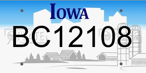 BC12108 Iowa License Plate
