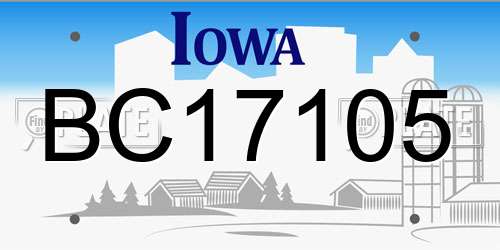 BC17105 Iowa License Plate