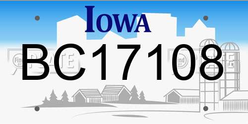 BC17108 Iowa License Plate