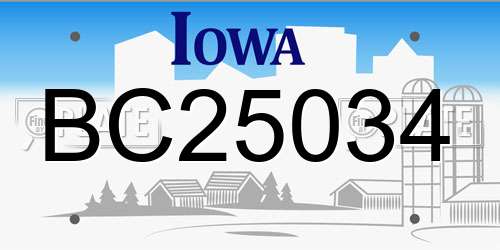BC25034 Iowa License Plate