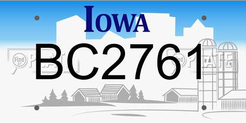 BC2761 Iowa License Plate