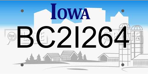 BC2I264 Iowa License Plate
