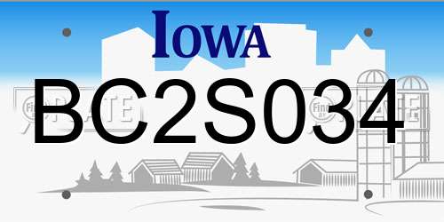 BC2S034 Iowa License Plate