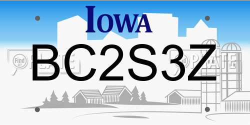 BC2S3Z Iowa License Plate