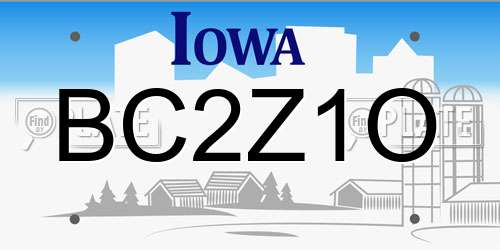 BC2Z1O Iowa License Plate