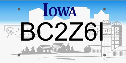 BC2Z6I Iowa License Plate