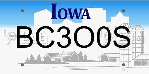 BC3O0S Iowa License Plate