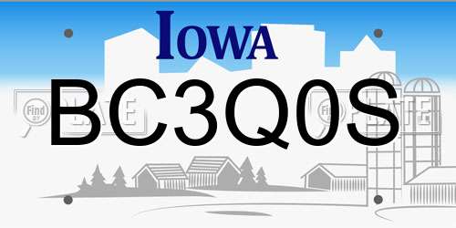 BC3Q0S Iowa License Plate