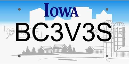 BC3V3S Iowa License Plate