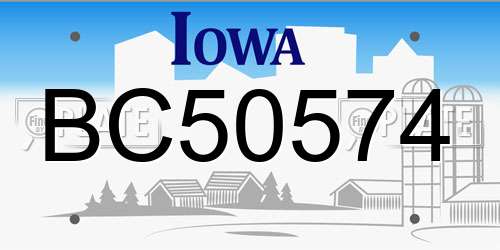 BC50574 Iowa License Plate