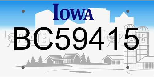 BC59415 Iowa License Plate