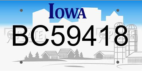 BC59418 Iowa License Plate