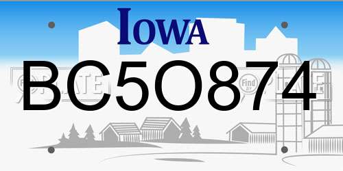 BC5O874 Iowa License Plate