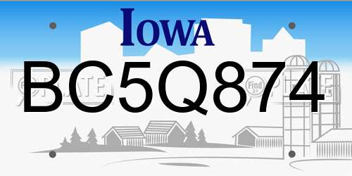 BC5Q874 Iowa License Plate