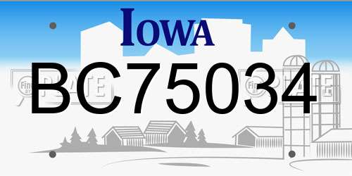 BC75034 Iowa License Plate