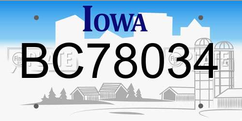 BC78034 Iowa License Plate